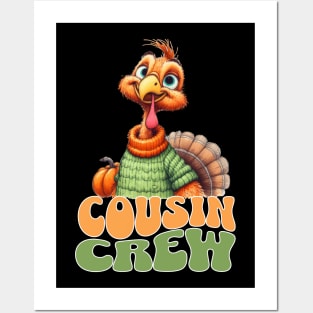 Funny Cousin Crew Thanksgiving Groovy Retro Design Posters and Art